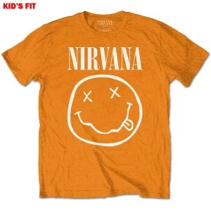Image of Nirvana - White Smiley Kids 7 - 8 Years T-Shirt - Orange
