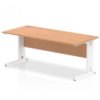 Image of Trexus Rectangular Desk White Cable Managed Leg 1800x800mm Oak Ref