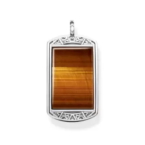 Image of THOMAS SABO Silver Tiger's Eye Dog Tag Pendant