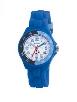 Image of Tikkers Tikkers White And Blue Football Print Time Dial Blue Silicone Strap Kids Watch