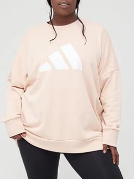 Image of adidas Future Icons 3 Bar Crew (Plus Size) - Blush, Blush, Size 2X, Women