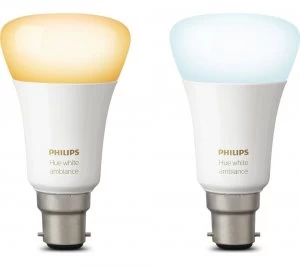 Image of Philips Hue White Ambience B22 Wireless Bulb Twin Pack