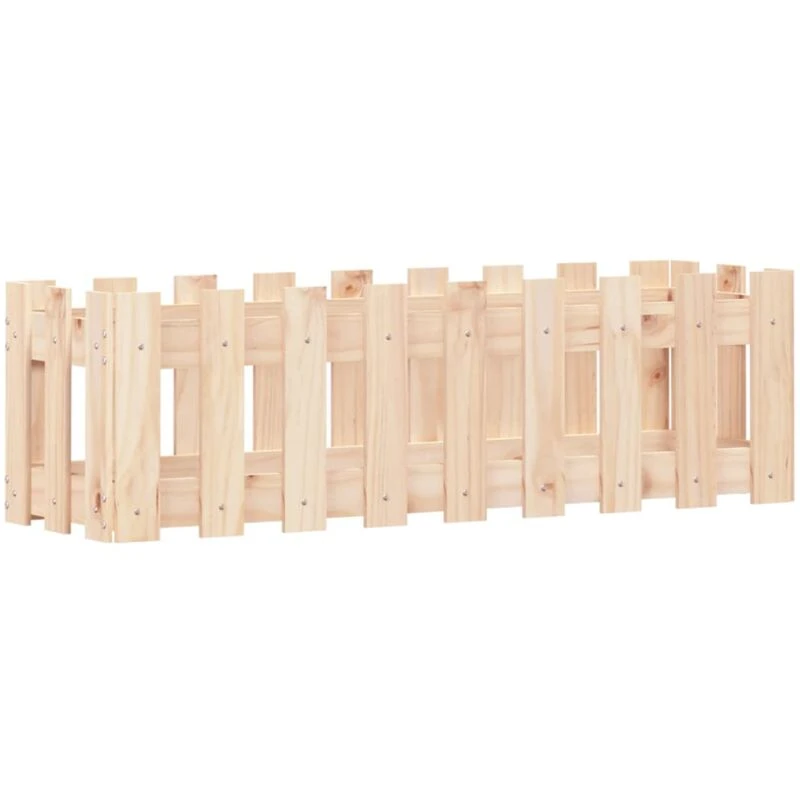 Image of vidaXL Garden Raised Bed w/ Fence Design 100x30x30cm - Pine, Brown 832472