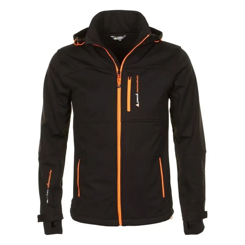 Image of Peak Mountain Children's softshell jacket Peak Mountain Ecanne Noir Male 6 ans ECANNE/3-8/WH/1/NOIR-Orange