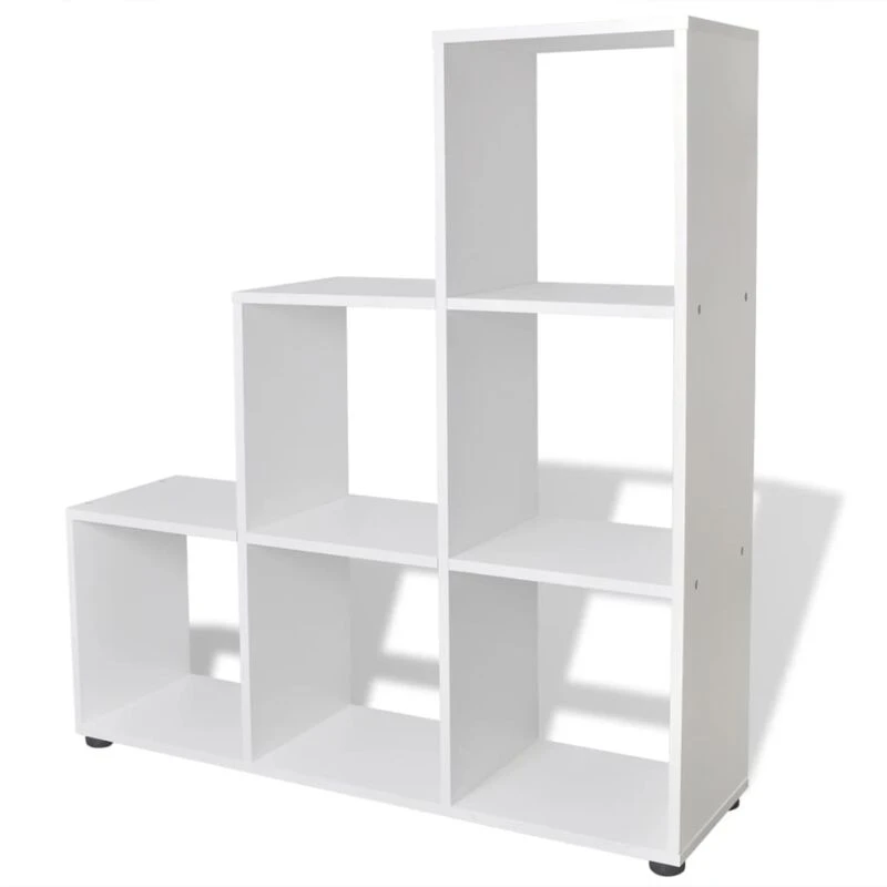 Image of vidaXL Staircase Bookcase/Display Shelf 107cm White Storage Box Unit Cubes