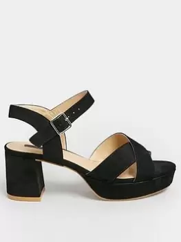 Image of Yours Yours Extra Wide Fit Black Micro Platform Sandal, Black, Size 8, Women