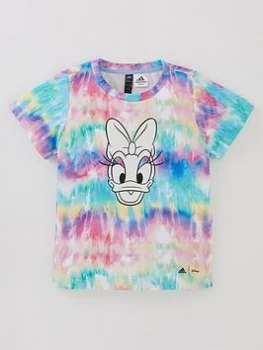Image of adidas Younger Girls Daisy Duck T-Shirt - Pink/Purple, Pink/Purple, Size 5-6 Years, Women