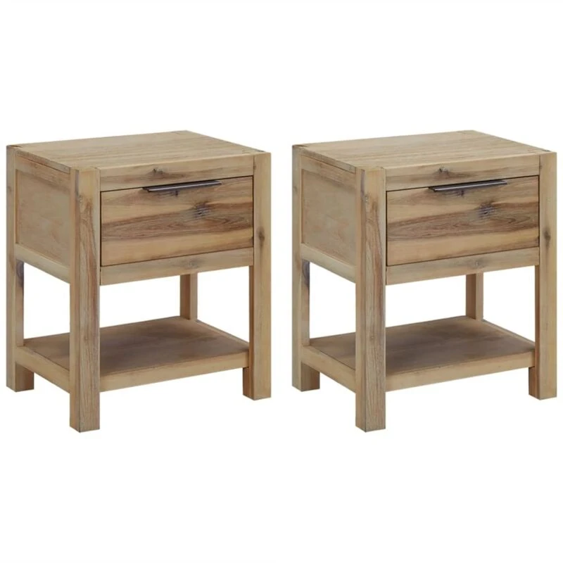 Image of VIDAXL Nightstands with Drawers 2 pcs 40x30x48cm Solid Acacia Wood vidaXL 8720286173725