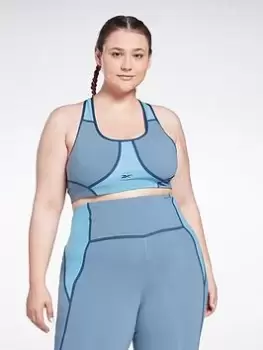 Image of Reebok Lux Racer Colorblocked Padded Bra (Plus Size) - Blue Size 1X, Women