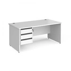 Image of Dams International Straight Desk with White MFC Top and Graphite Frame Panel Legs and 3 Lockable Drawer Pedestal Contract 25 1600 x 800 x 725mm