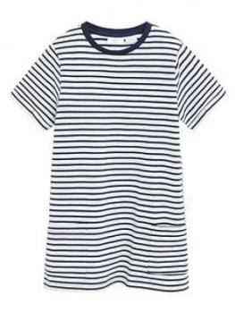 Image of Mango Girls Stripe Jersey Short Sleeve Dress - Navy