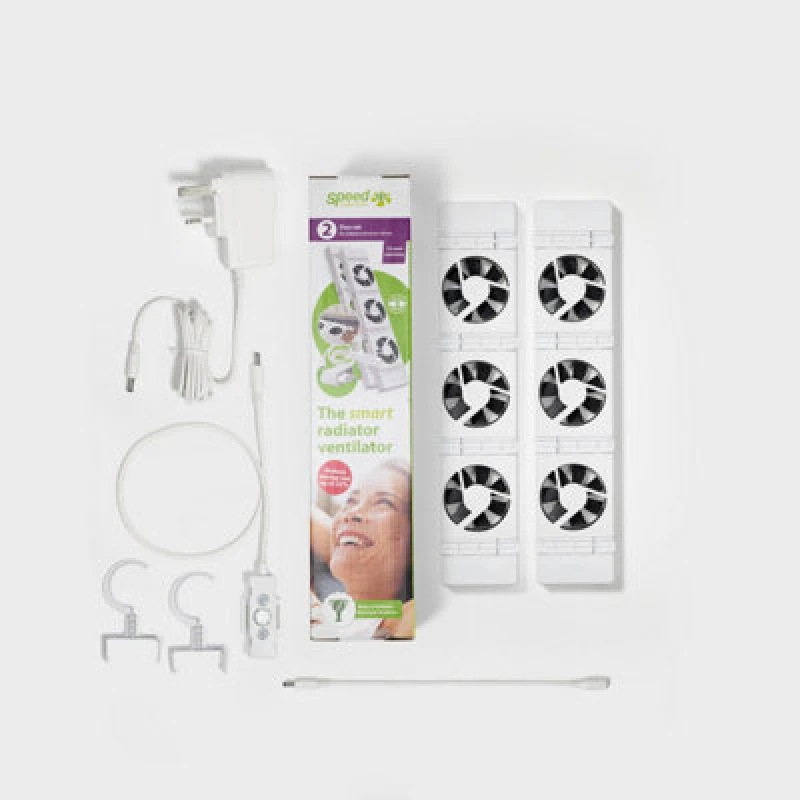 Image of SPEEDCOMFORT Discrete Radiator Fan (Pack of 2) & Mounting Hooks, White 652217751857