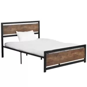 Image of Homcom King Size Industrial Style Metal Bed Frame With Headboard & Footboard Grey