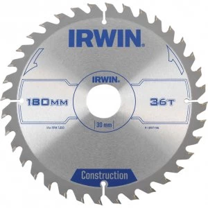 Image of Irwin ATB Construction Circular Saw Blade 180mm 36T 30mm