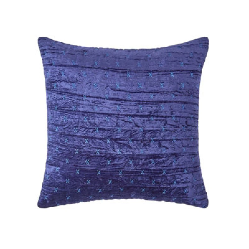 Image of HOMESCAPES Homescapes - Navy Blue Crushed Velvet Cushion Cover, 40 x 40cm - Blue SF2046B