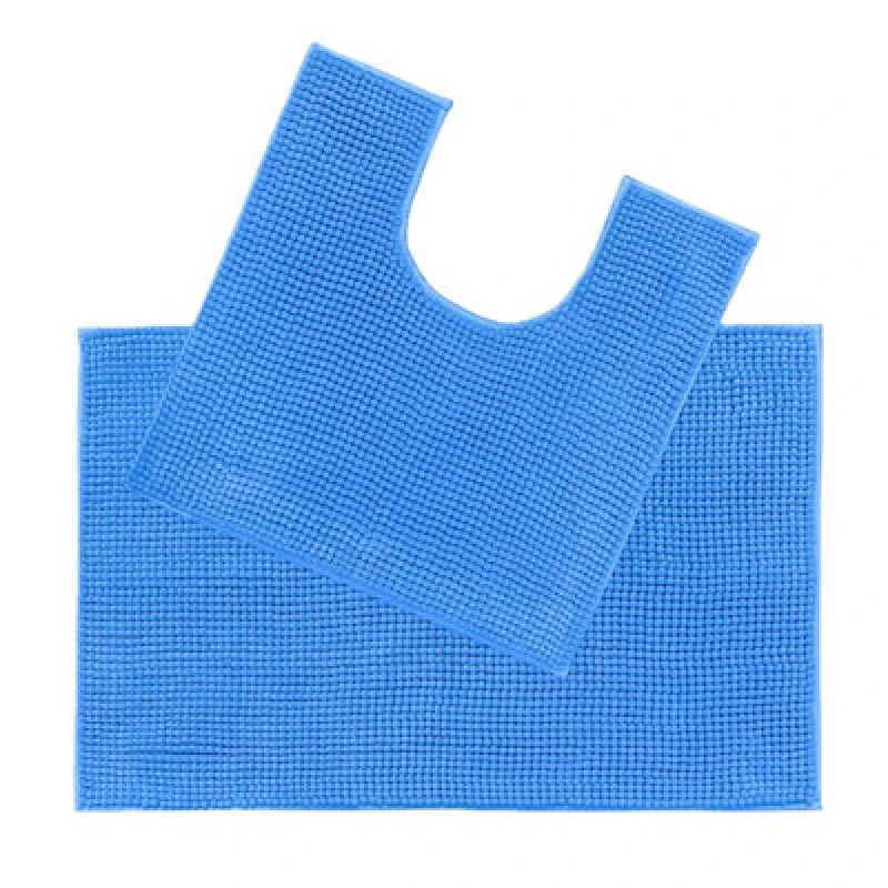 Image of Allure Bath Fashions Supersoft Chenille Bobble Two Piece Bath & Pedestal Mat Set - Blue