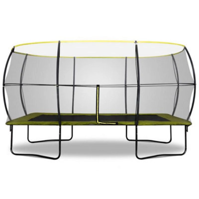 Image of Rebo Base Jump 2 Rectangular Garden Trampoline with Halo II Enclosure - 10 x 14ft Black