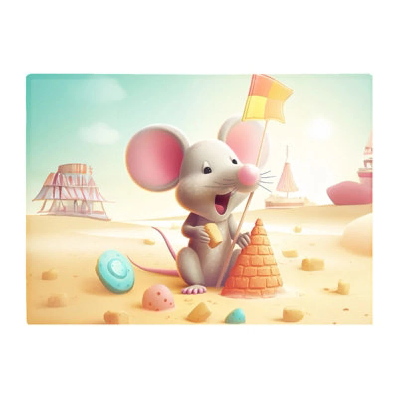 Image of Warren Reed Designer A Mouse On A Beach Holiday Glass Chopping Board