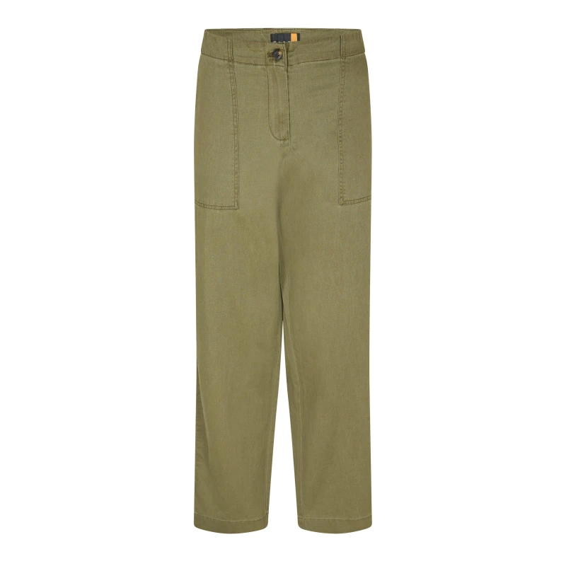 Image of Timberland Womens Utlty Fatigue Linen Straight Leg Trousers Leaf Green female 25