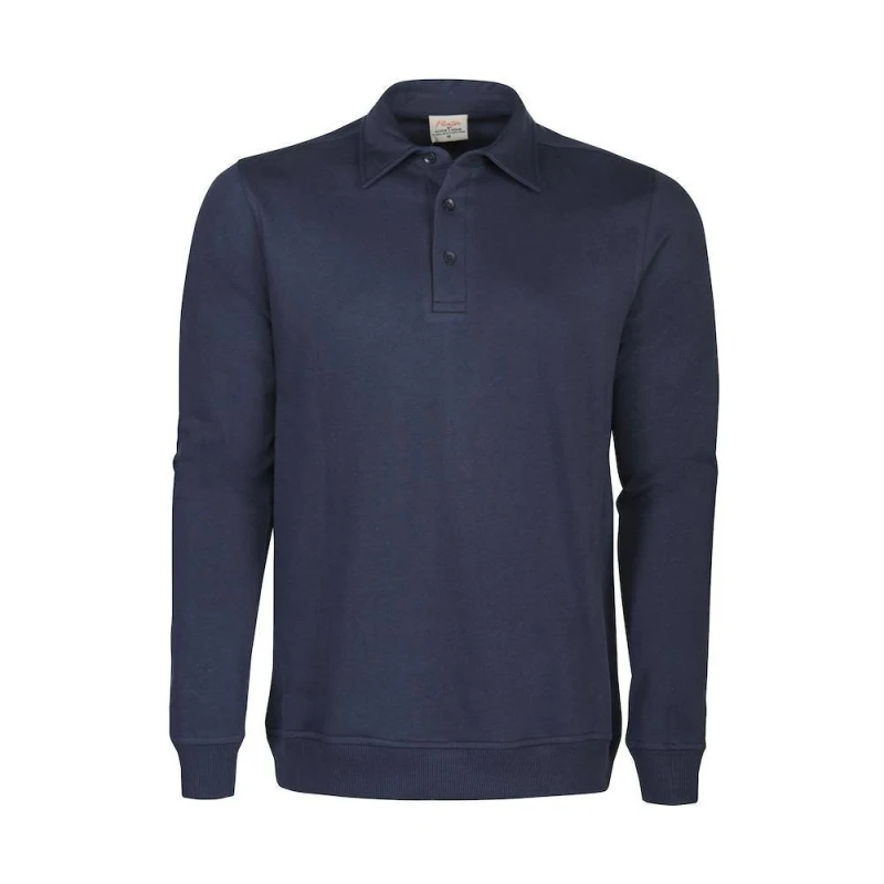 Image of Printer Mens Homerun Long-Sleeved Polo Shirt in Navy Size: XS Navy Male XS