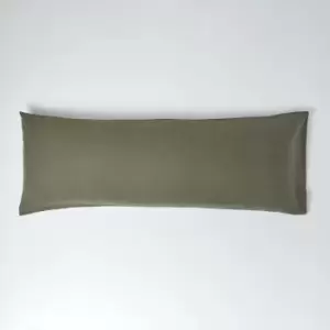 Image of Khaki Green Linen Body Pillowcase - Green - Homescapes