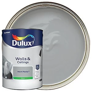 Image of Dulux Walls & Ceilings Warm Pewter Silk Emulsion Paint 5L