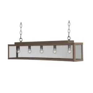 Image of Zenia 5 Light Straight Bar Pendant Ceiling Light Pale Taupe