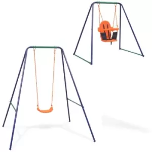 Image of 2-in-1 Single Swing and Toddler Swing Orange Vidaxl Orange