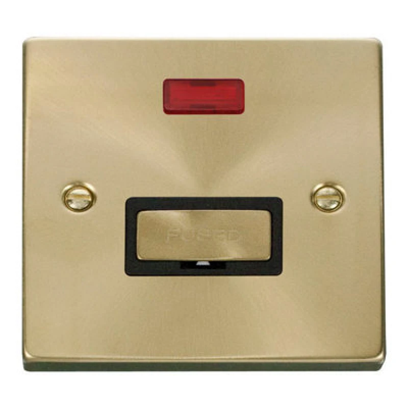Image of SE Home Satin / Brushed Brass 13A Fused Ingot Connection Unit With Neon Gold