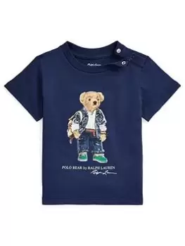 Image of Ralph Lauren Baby Boys Bear Short Sleeve T-Shirt - Navy, Size 9 Months