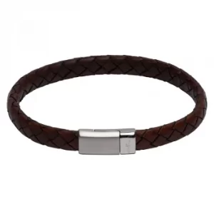 Image of Unique Stainless Steel Matte Polished Antique Dark Brown Leather...