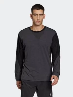 Image of adidas Wellbeing Training Long Sleeve Tee, Grey, Size S, Men