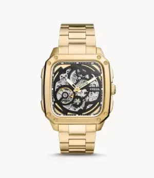 Image of Fossil Men Inscription Automatic Gold-Tone Stainless Steel Watch