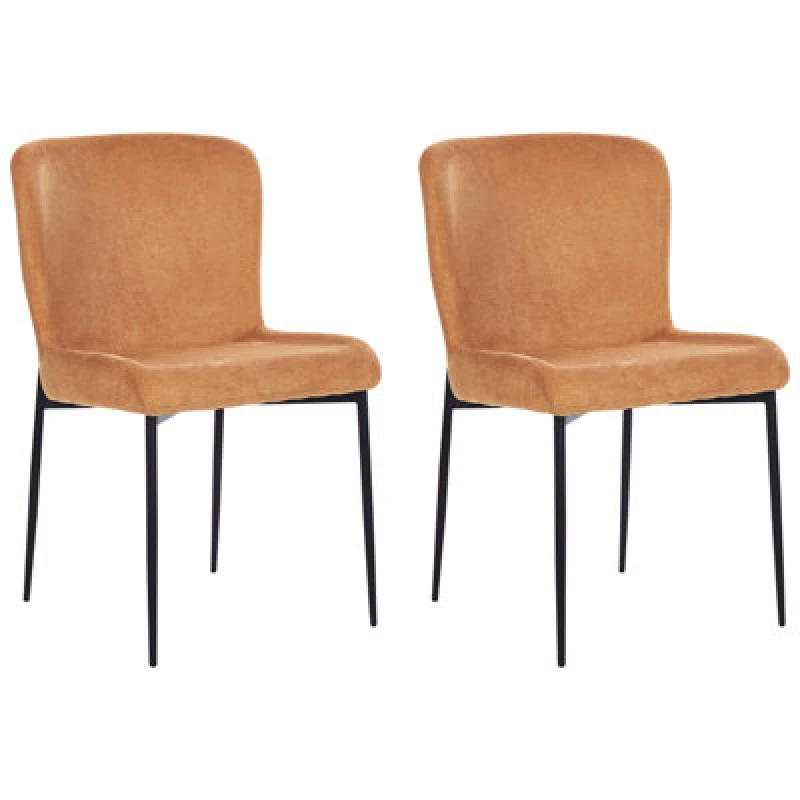 Image of Beliani Set Of 2 Dining Chairs Ada Orange