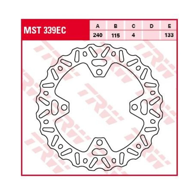 Image of TRW MST339EC Brake disc Cross Design Brake Disc (82)