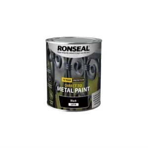 Image of Ronseal Direct Metal Paint Black Satin 750ml