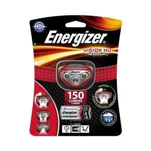 Image of Original Energizer Vision HD Headlight 150 Lumens with 3 x AAA Alkaline Batteries Red