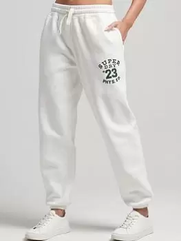 Image of Superdry Vintage College Jogger - White, Size 14, Women