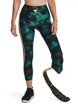 Image of Under Armour Project Rock Ankle Leggings - Green, Size S, Women