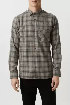 Image of Mens Brown Checked Chest Pocket Shirt