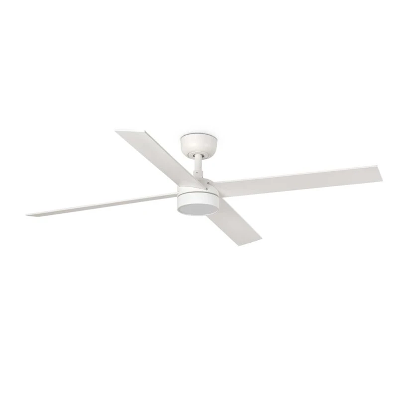 Image of Netlighting Rudder Large 4 Blade Ceiling Fan Matt White with Light 2700 4000 6500K White Unisex