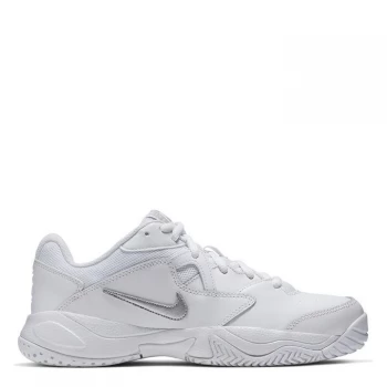 Image of Nike Lite 2 Womens Hard Court Tennis Shoe - White/Silver