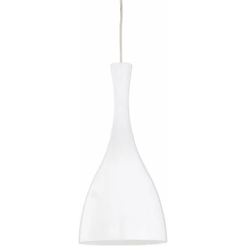 Image of Ideal Lux Lighting - Ideal Lux Olimpia - 1 Light Dome Ceiling Pendant White, E27