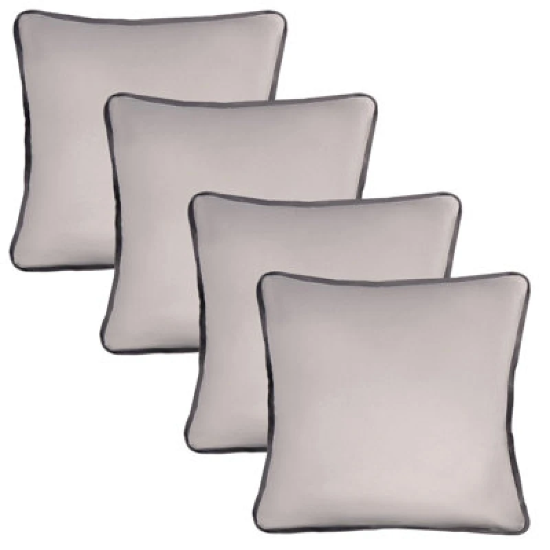 Image of OHS OHS 4 x Piped Edge Matte Velvet Cushion Covers Home Decor Set in Light Grey Size: 45cm x 45cm Light Grey 45cm x 45cm Unisex 5027434217915
