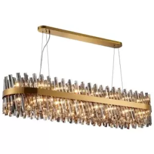 Image of Luminosa Kalih 36 Light G9, Ceiling Pendant Oblong, Brass, Smoke Item Weight: 33.98kg