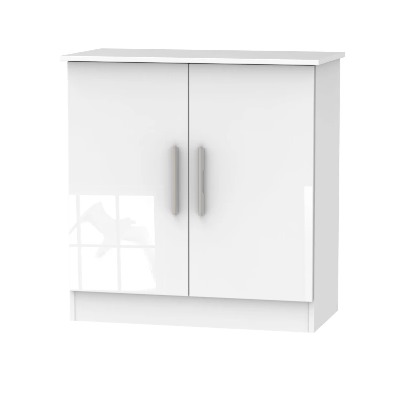 Image of Trent 2 Door Cabinet In White & Bardolino Oak (Ready Assembled)