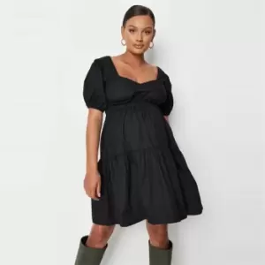 Image of Missguided Front Shirt Dress Ls Monogram - Black