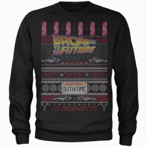 Image of Back To The Future OUTATIME Mens Christmas Jumper - Black - S