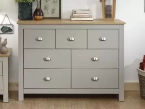 Image of GFW Lancaster Grey and Oak 7 Drawer Merchant Chest of Drawers Flat Packed