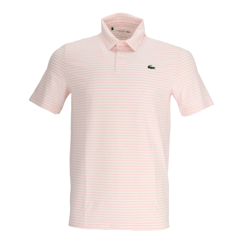 Image of Lacoste Mens Short-Sleeve Performance Polo Shirt Flam/Wht male S